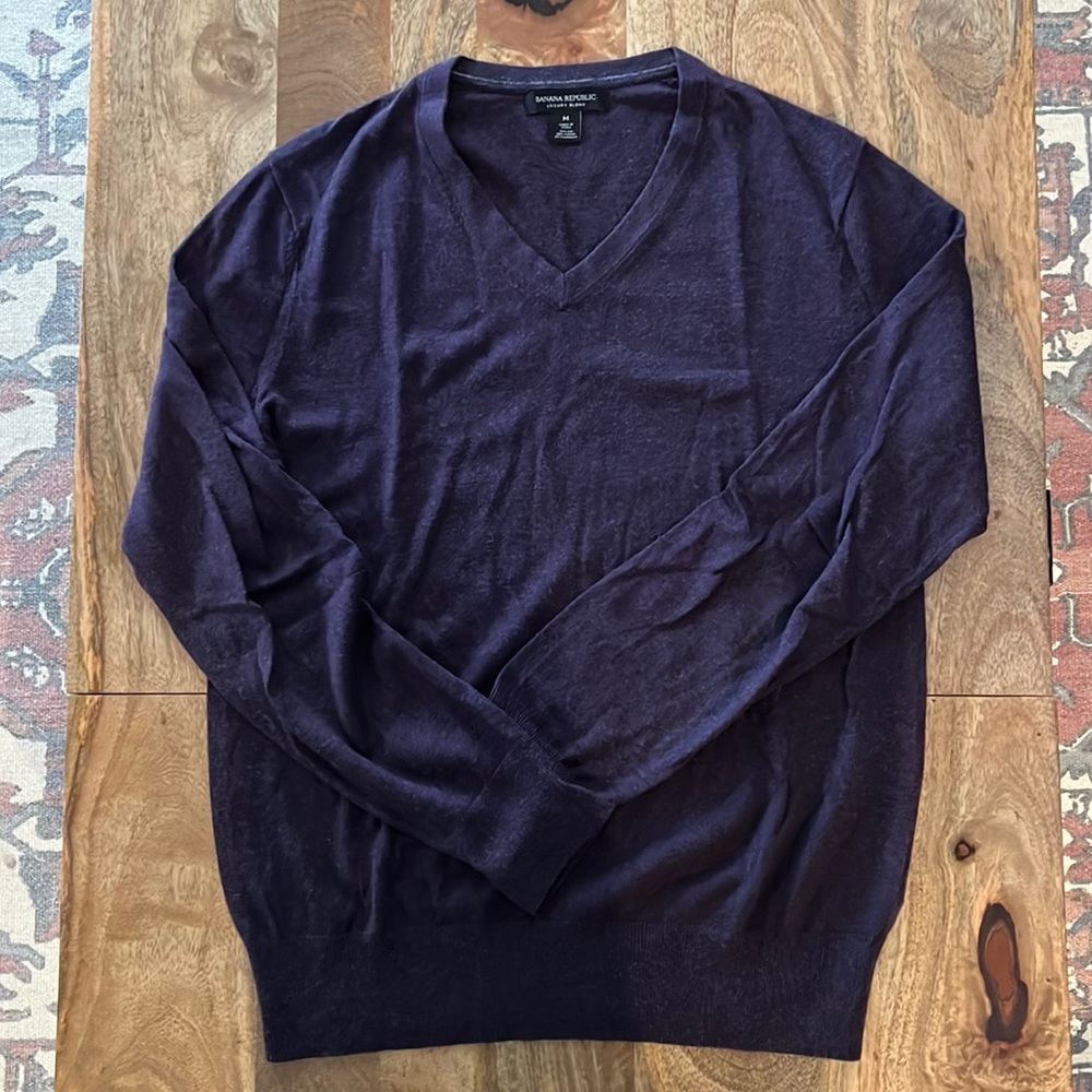 Banana Republic Luxury Touch V-Neck Sweater in Purple